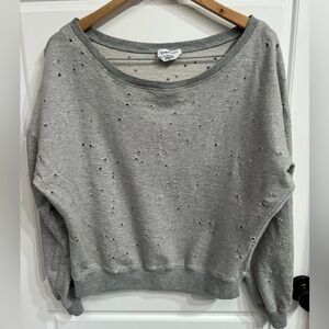 Bebe Light Gray Distressed Sweater